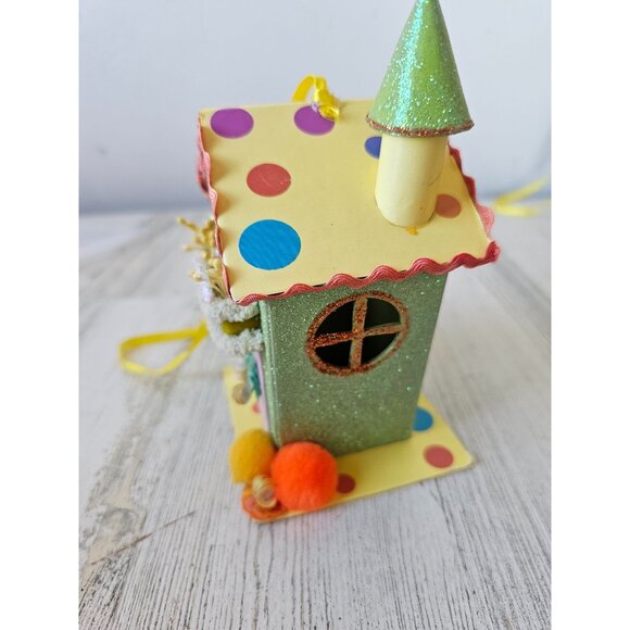 Katherine's collection green spring Easter cardboard village house birdhouse - Picture 2 of 9